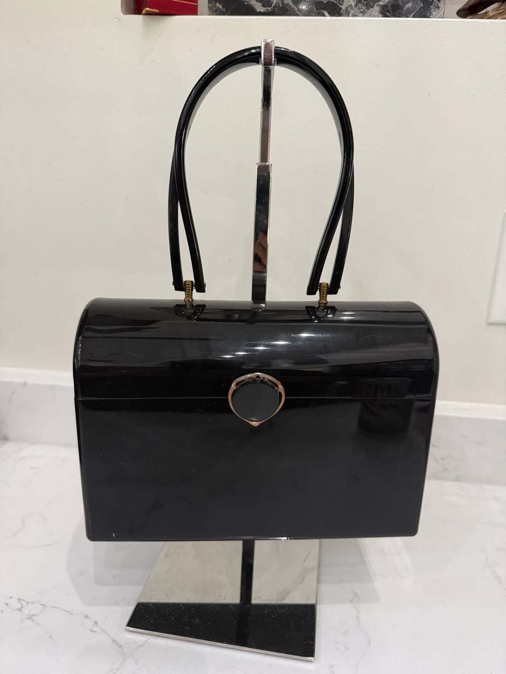 Wilardy Vintage Black Lucite Box Purse Handbag